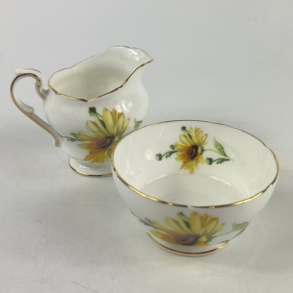 Paragon Brown Eyed Susan Creamer & Sugar Bowl Set Fine Bone China England Floral - Picture 14 of 16